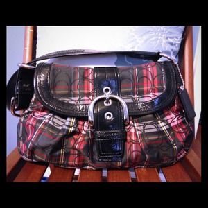COACH SOHO TARTAN Pleated Plaid Hobo Bag
