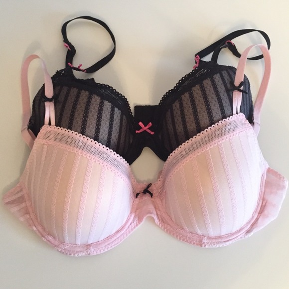 Two Betsy Johnson stocking stripe bras - like new!