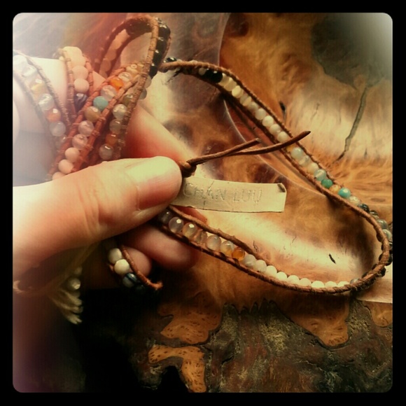 Chan Luu Aqua Mix Leather Wrap Bracelet