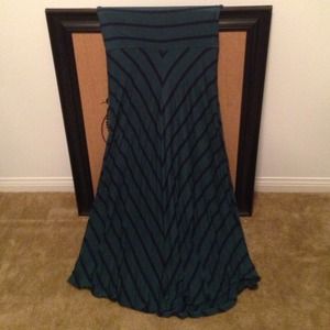 Green & navy stripe maxi skirt