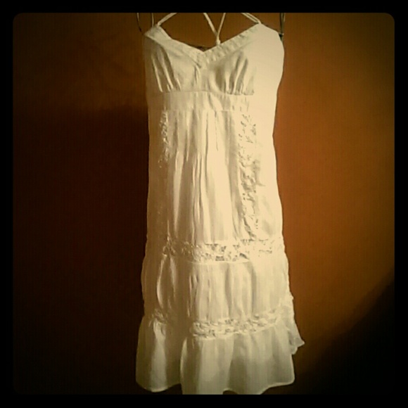 white summer dress with spaghetti straps..