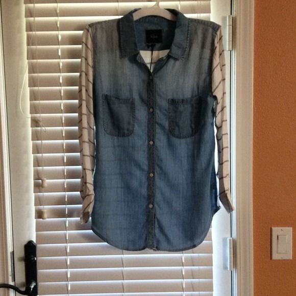 SoLD Rails fabric and Denim button up Top