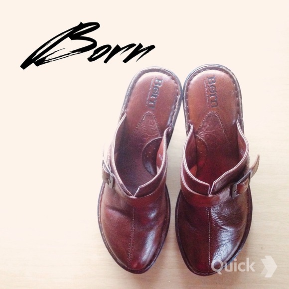Cognac Born Wedge Clogs Size Seven