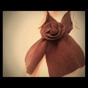 Brand new deep brown flower wrap sweater scarf