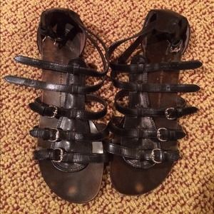 Giuseppe Zannoti gladiator Sandals black leather