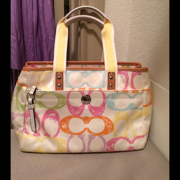 Coach pastel signature "C" mini tote handbag
