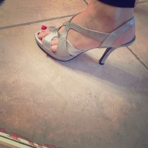 Silver glitter heels