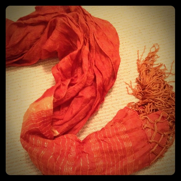 Orange and Gold Light Woven Scarf