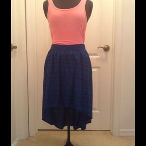 💥SOLD!!💥Blue tribal print hi-low skirt