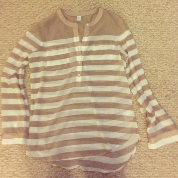 Sheer tan and white shirt NWOT