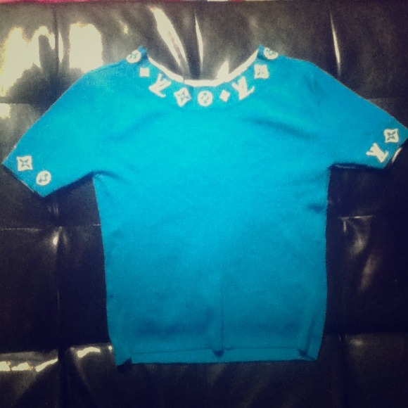 LV top bright blue stretch no tags size S - M