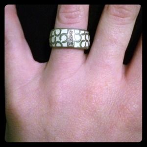White and silver coach ring