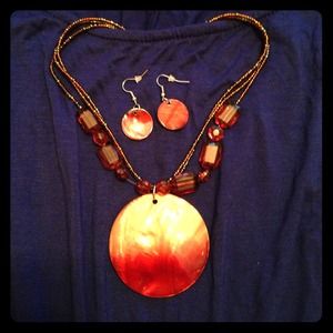 Beaded Necklace with Earrings