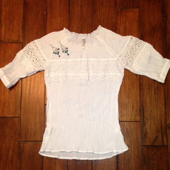 White Top with Crochet Detail