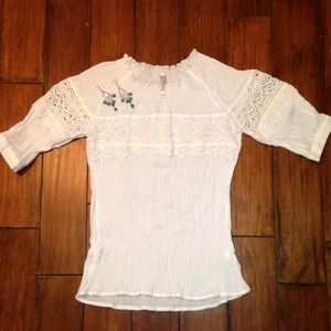 White Top with Crochet Detail