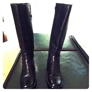 Black leather boots