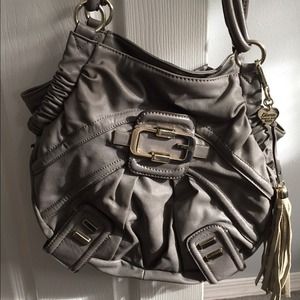 Guess gray leather hobo bag