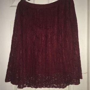 Burgundy Floral Lace Skirt