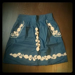 Embroidered knee length skirt