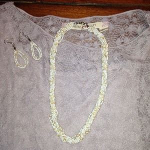 White Beaded Necklace Set