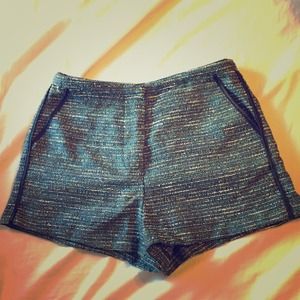 Blue Patterned Polyester Shorts