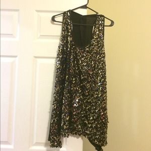 Black and gold racer back sequin flowy tunic