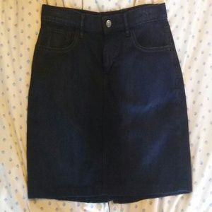 Dark wash denim skirt