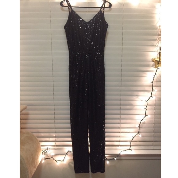 Black Evening Sequins Jumpsuit