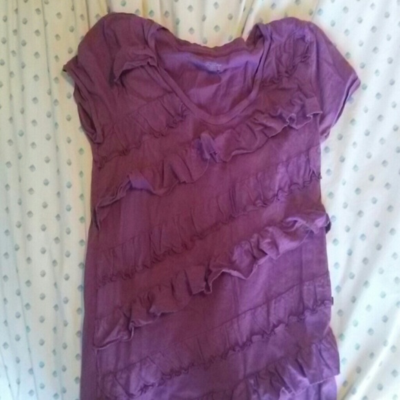 Dusty purple tee with ruffle