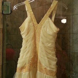 Yellow Pixie Cut Formal Dress
