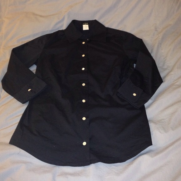 J.Crew cotton poplin navy fitted shirt small
