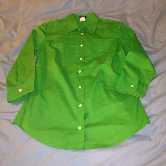 J.Crew green cotton poplin fitted shirt small