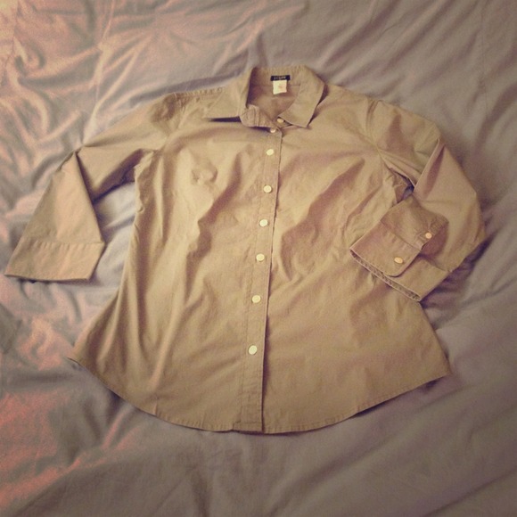 J.Crew Gray cotton poplin fitted shirt medium