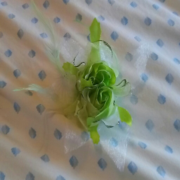 Lime green flower hair clip
