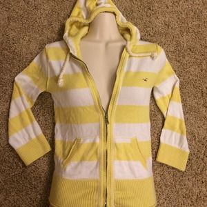 Hollister yellow and white cardigan.