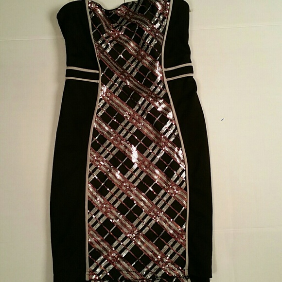 sequined strapless dress