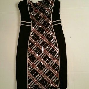 sequined strapless dress