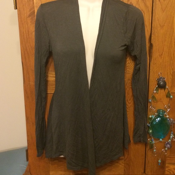 Grey cardigan.