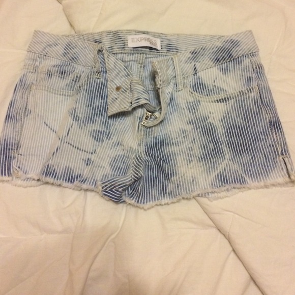 Express striped denim shorts