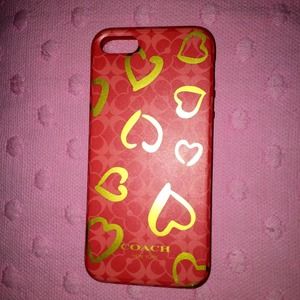 Coach iPhone 5 red and gold heart case