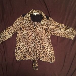 Sheer cheetah bottom up shirt
