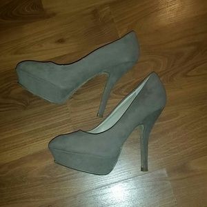 Nude Suede Platform Heels