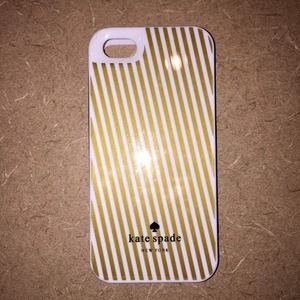 iPhone 5 Kate Spade case white with gold stripes