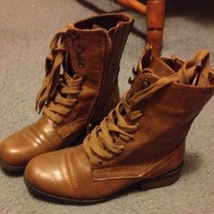 Wanted brand brown combat boots.