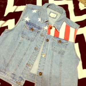 American flag denim vest