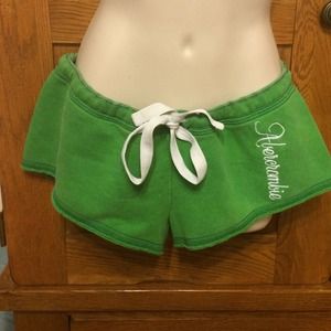 Green Abercrombie and Fitch shorts.