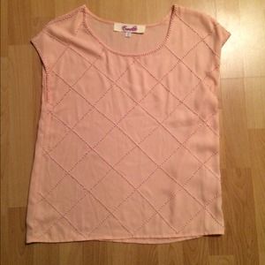 Sheer light pink beaded top size medium.