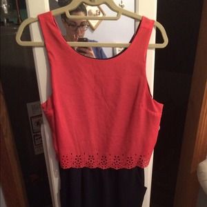 Dresses - Dark navy dress with pink overlay on top. Dresses - Dark navy dress with pink overlay on top.