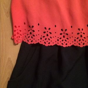 Dresses - Dark navy dress with pink overlay on top. Dresses - Dark navy dress with pink overlay on top.