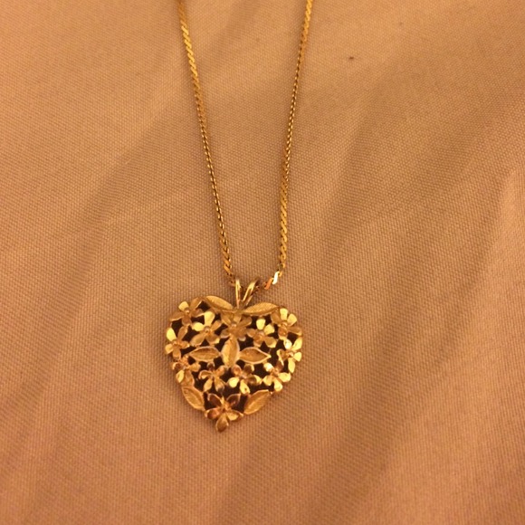 Gold Floral Heart Necklace